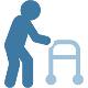 Icon person using walking aid